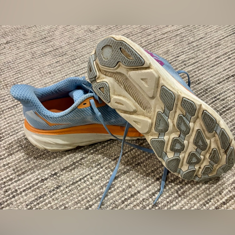 Hoka Women's Light Blue and Orange Athletic Shoes - Picture 3 of 4